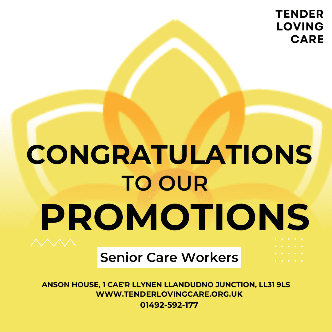 TLC team celebrating Senior Care Worker promotions